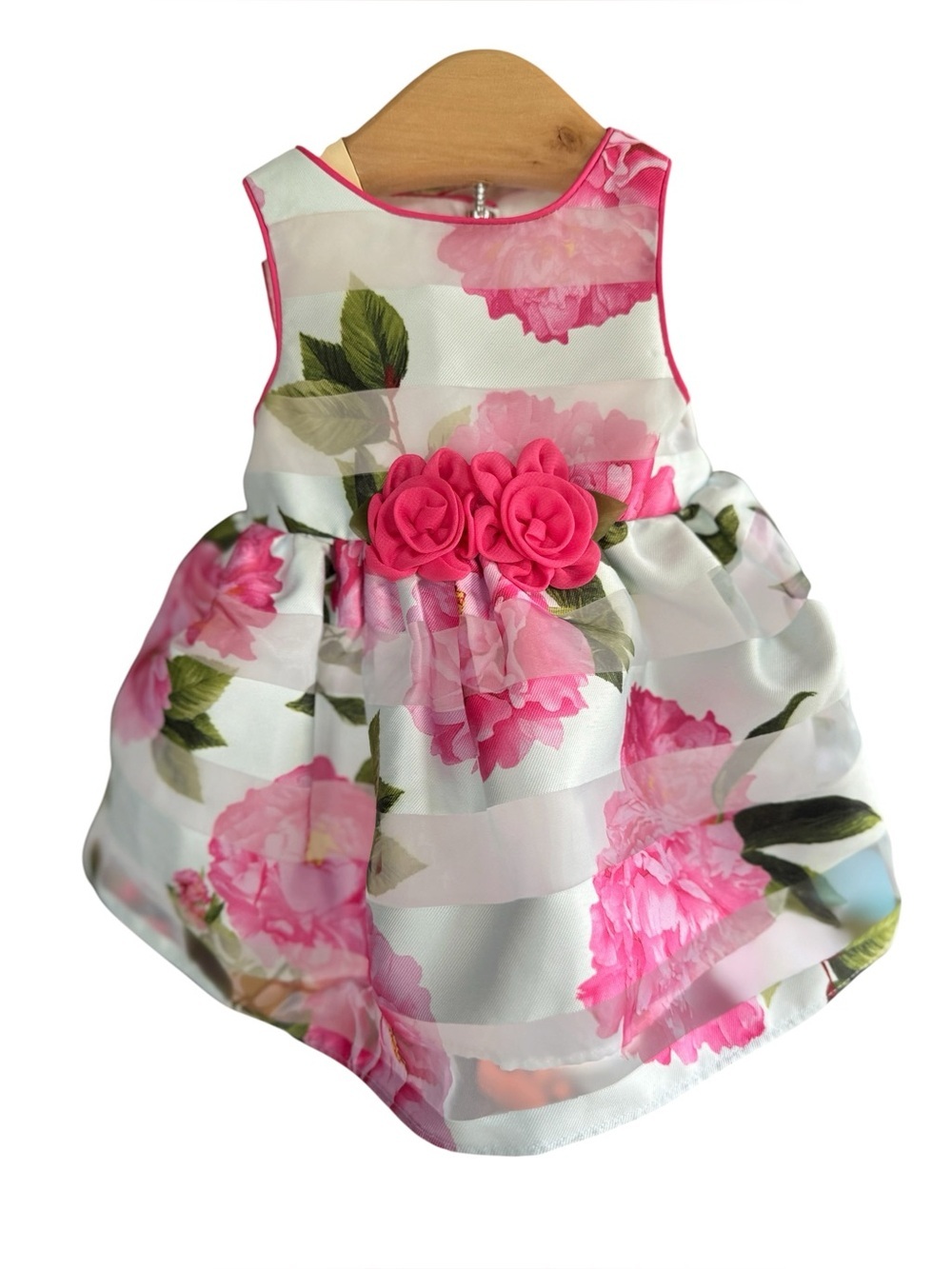Mia & Mimi Newborn Floral Easter Party Dress Pink Organza NB